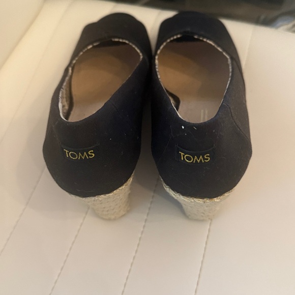 TOMS Black Canvas Michelle Wedge Espadrilles 7.5 - Picture 4 of 7
